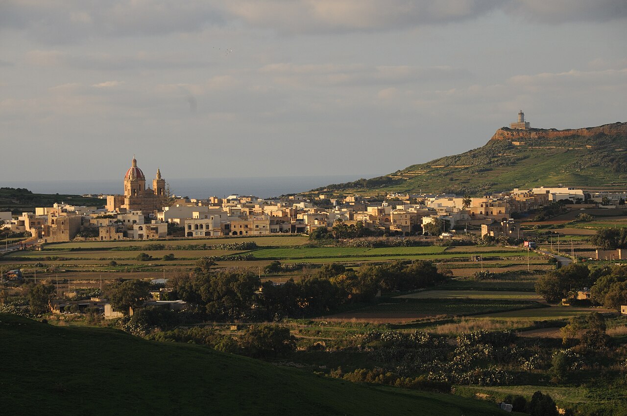 A village and countryside seen from Gozo’s Citadel